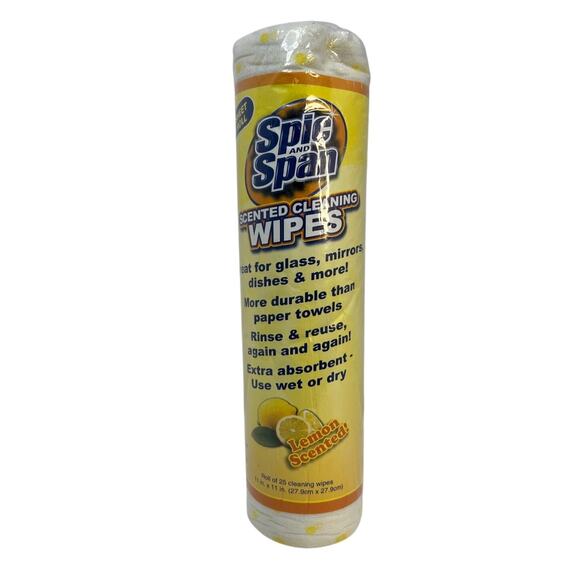 1 Roll 25 Ct.Spic And Span Lemon Scented Cleaning Wipes, Durable!! - Picture 1 of 8